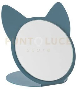 Specchio da tavolo di design cat blu oltremare in ferro e vetro per...