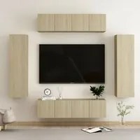 Set Porta TV 6 pz Rovere Sonoma in Truciolato 3078979