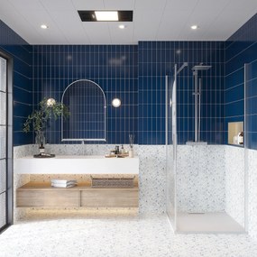 Box doccia 100x90 a battente vetro temperato 6 mm 195 H cromo Linje