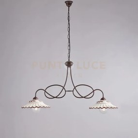 Lampadario in ferro laccato nero e decorazione effetto ruggine con ...