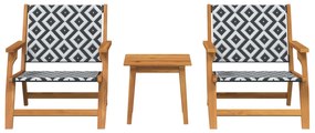 Set da giardino : 3 pezzi in legno massello di acacia, nero e bianco