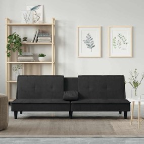 Divano Letto Con Portabicchieri İn Velluto Nero /