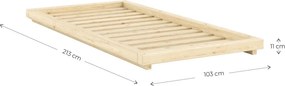 Letto singolo di colore naturale in pino massiccio senza testiera con rete inclusa 90x200 cm Dock – Karup