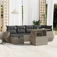 Set Divani da Giardino 7pz con Cuscini Grigio Chiaro Polyrattan 3275142