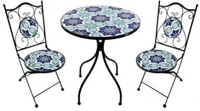 Set 2 Sedie e Tavolo Mors, Design Moderno Ø 60, Finitura Antracite