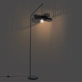 Lampada da terra Art Déco nera con paralume nero - Nest