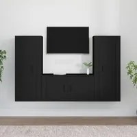 Set Mobili Porta TV 3 pz Nero in Legno Multistrato 3188751