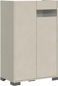 Credenza a 2 ante ROJAS Grigio con inserto in vetro Fumč 70x110 cm