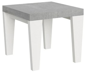 Tavolo allungabile Spimbo Mix piano e gambe in diverse finiture, Cemento / Bianco Frassino / 90x90/246 cm