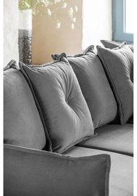 Divano letto in velluto a coste grigio (angolo destro) Lazy Lukka - Miuform