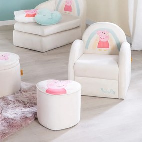Pouf per bambini in velluto bianco Peppa Pig - Roba