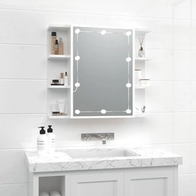 Mobile a specchio con led bianco lucido 70x16,5x60 cm
