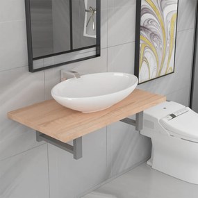 Set Mobili Da Bagno 2 Pz Ceramica Rovere /