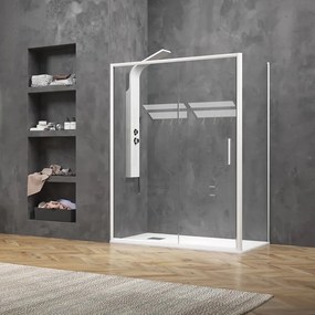 Box doccia angolare 90x120 bianco opaco scorrevole | KE-4000B - KAMALU