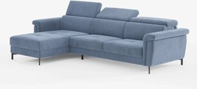 Capri Divano letto angolare con penisola contenitore e poggiatesta reclinabili - elegante tessuto smacchiabile T30