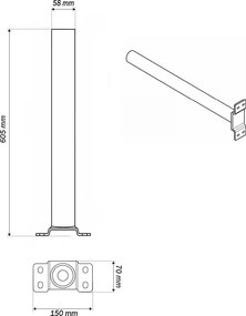 Braccio da Parete per Lampioni e Armature con attacco Ø60 mm