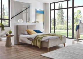 Letto matrimoniale imbottito beige con rete inclusa 140x200 cm Piano – Meise Möbel