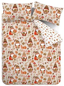 Set copripiumino e federa arancione e marrone per letto matrimoniale e per letto esteso 230x220 cm Woodland Gonks – Catherine Lansfield