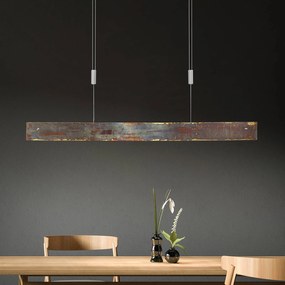 Lampada LED a sospensione Malu di Quitani, ossidata oro, lunghezza 100 cm dimmerabile, Ottone / Oro, Soggiorno / Sala da pranzo, Alluminio, Moderno