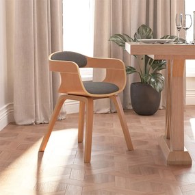 Sedia Da Pranzo Grigio Chiaro İn Legno Curvato E Tessuto /