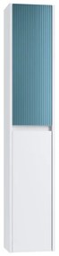 Colonna per mobile bagno Niwa 2 ante P 27 x L 30 x H 160 cm laccato opaco bianco con vetro blu pacifico cannettato
