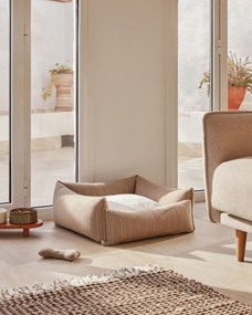 Kave Home - Cuccia piccola Toby a righe e pelo marrone 60 x 60 cm