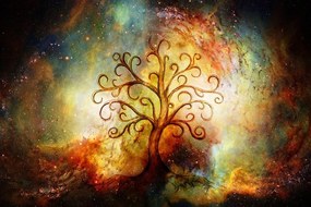 Carta da parati – Albero della vita con astrazione cosmica