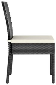 Sedie da pranzo per giardino 2 pz in polyrattan nero