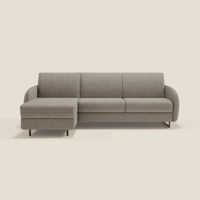 Ninfea Divano Letto Angolare con Penisola Contenitore e Materasso H18 cm - piedini in metallo e Tessuto impermeabile T03