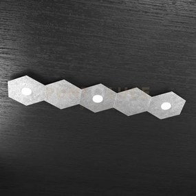 Hexagon applique-plafoniera 3 luci + 2 decorativo foglia argento 11...