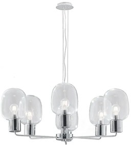 Lampadario Neoclassico Fellini grigio paralume trasparente 6x E27 LUCE AMBIENTE DESIGN