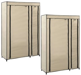 Armadi Pieghevoli 2 Pz Crema 110x45x175 Cm İn Tessuto /
