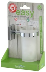 Porta spazzolino da muro in acciaio cromo e vetro doppio fissaggio Easy