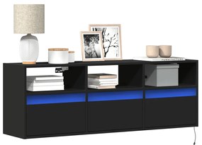 Mobile Tv A Parete Con Luci Led Nero 130x31x45 Cm /