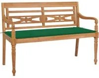 Panca Batavia con Cuscino Verde 120 cm in Massello di Teak cod mxl 45799