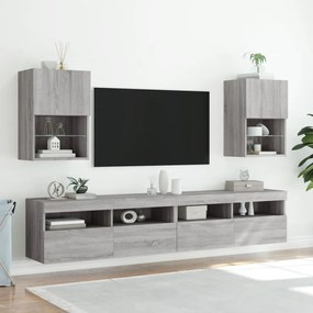 Mobili TV con Luci LED 2pz Grigio Sonoma 40,5x30x60 cm