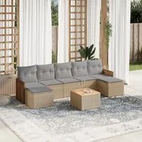 Set Divano da Giardino 8 pz con Cuscini Beige in Polyrattan 3260323