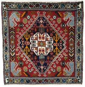 Shiraz Tappeto 60 x 60 Rosso (Iran) Annodato A Mano
