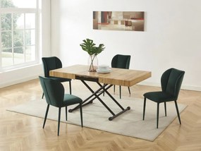 Tavolo allungabile e sollevabile 2 in 1 MDF e Acciaio Naturale e Nero - MORIALA