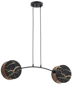 Lampadario a sospensione con filo MOTIF 2xE27/15W/230V nero/oro