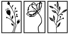 SET 3x Decorazione da muro 78x39 cm fiori metallo