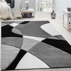 Tappeto a Pelo Corto  Forme Geometriche Colori Assortiti  Colore Nero, Dimensioni cm 200x290