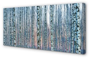 Quadro stampa su tela Sunset della foresta di betulla 100x50 cm