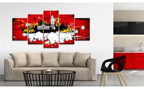 Quadro New York  fumetto  Colore Rosso, Dimensioni e Misure 100x50