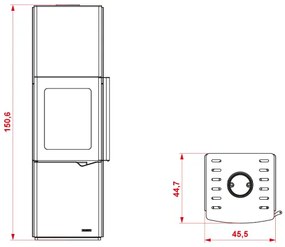 Palazzetti Eva S Stufa A Legna 8kw Ventilata Canalizzabile con telecomando Acciaio Antracite