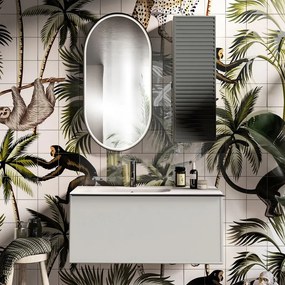 Mobile bagno sospeso con lavabo L 80 x H 40 cm grigio pastello 1 cassetto per vasca centrale Pixel