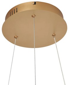 Lampada a sospensione moderna ottone 59cm incl. LED dimmerabile a 3 livelli - Anello Chandelier
