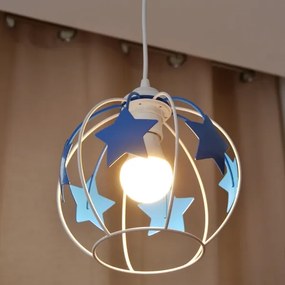 Lampadario a sospensione per bambini STARS 1xE27/15W/230V blu/bianco