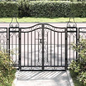 Cancello Da Giardino Nero 121x8x100 Cm İn Ferro Battuto /