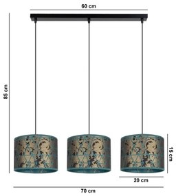 Lampadario su corda  REZO 3xE27/60W/230V oro/turchese